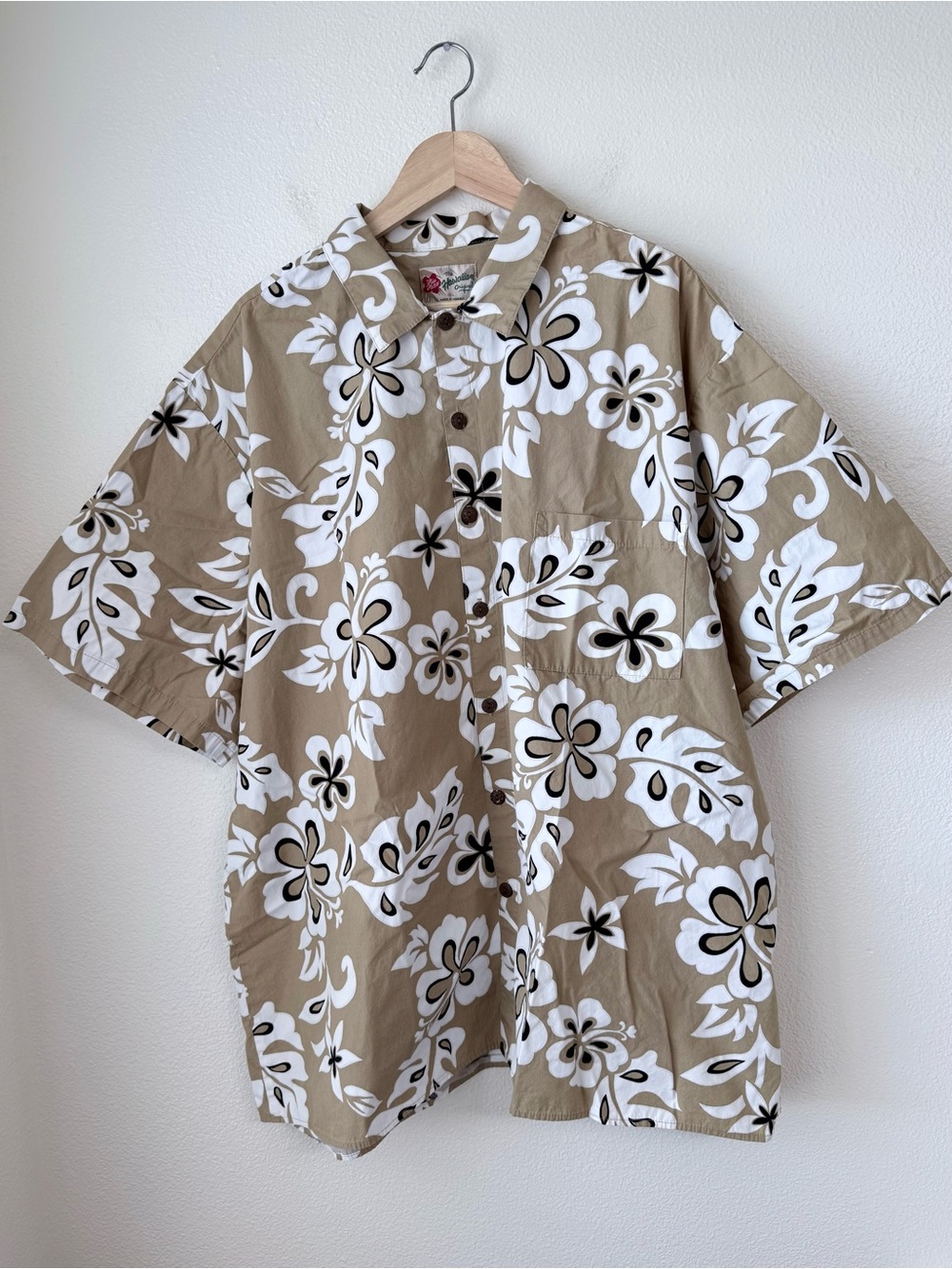Vintage Hilo Hattie The Hawaiian Original Classic Hibiscus Aloha Shirt Tan 4X